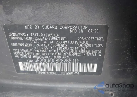 2024 Subaru Crosstrek Premium z USA, uszkodzony, nr VIN JF2GUADC8R8268016